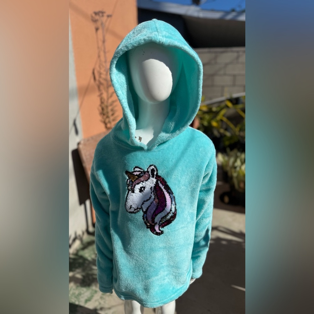 BCBG Kids Hoodie with Unicorn Design - Aqua